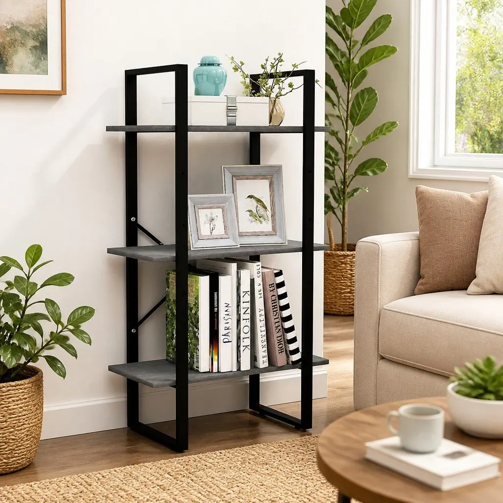 Storage Shelf Grey Solid Pine Wood 60x30x105 cm Bookcase Standing Display Rack
