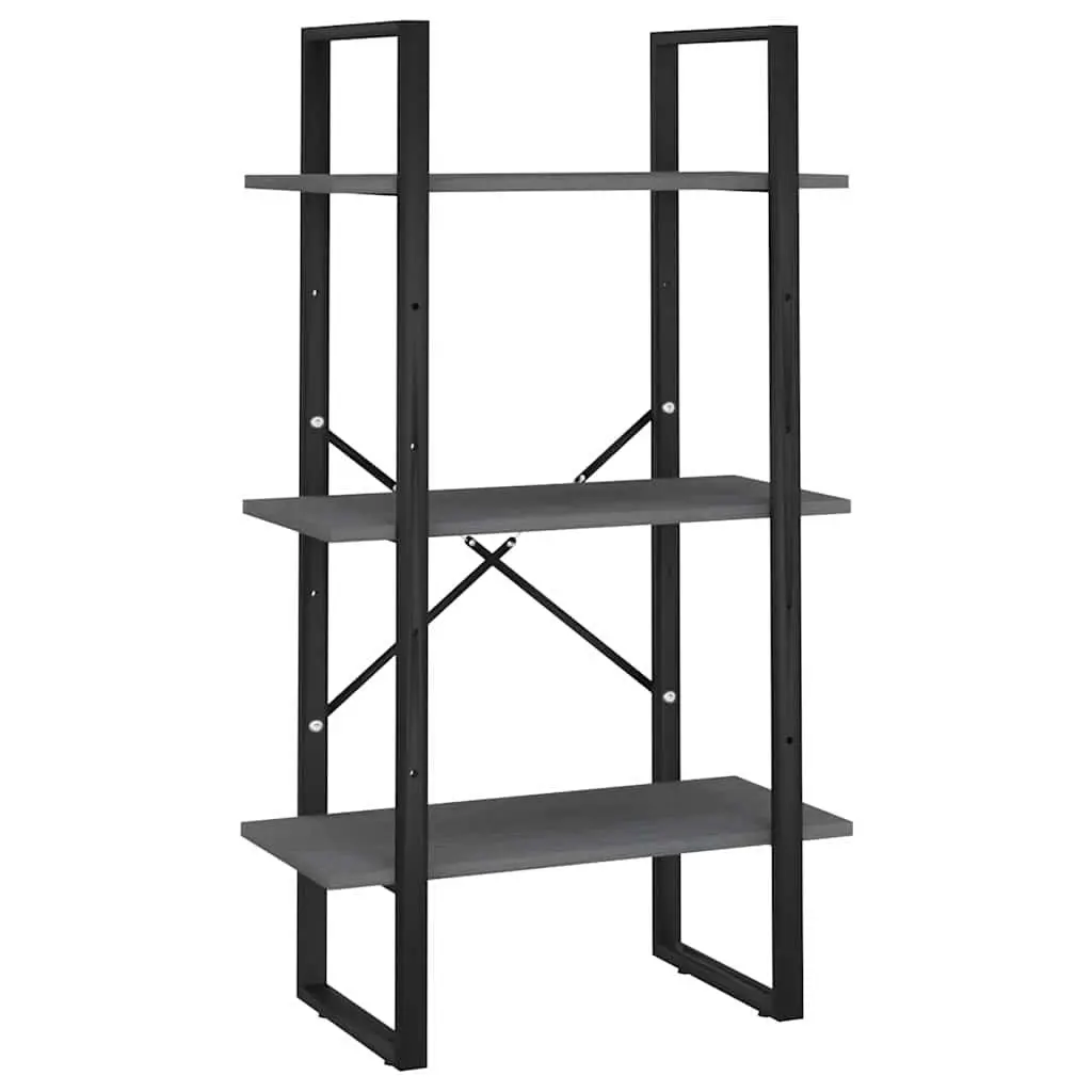 Storage Shelf Grey Solid Pine Wood 60x30x105 cm Bookcase Standing Display Rack