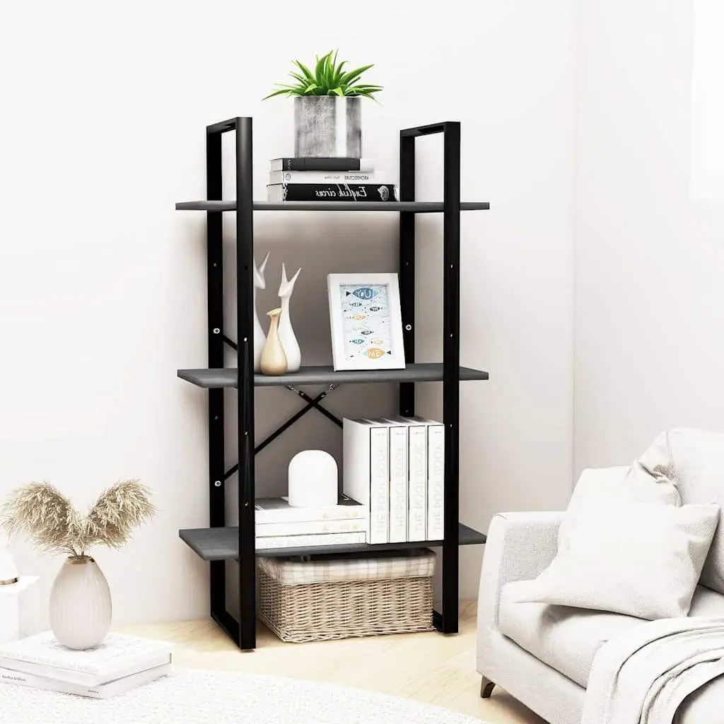 Storage Shelf Grey Solid Pine Wood 60x30x105 cm Bookcase Standing Display Rack