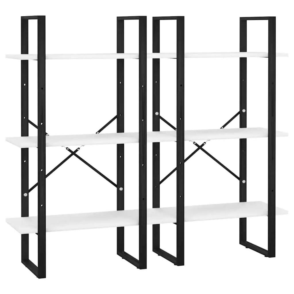Storage Shelf Bookcase Standing Display Rack 60x30x210 cm White Engineered Wood