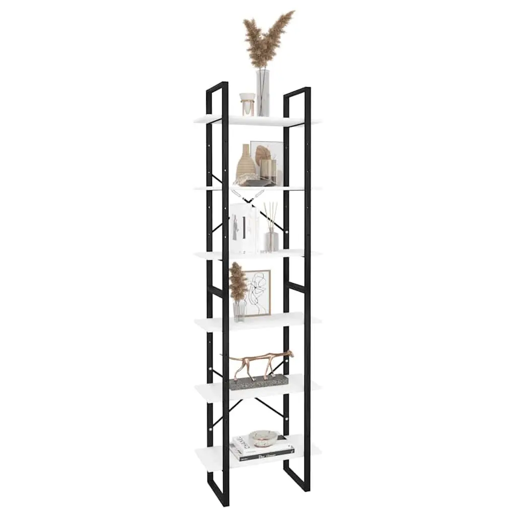 Storage Shelf Bookcase Standing Display Rack 60x30x210 cm White Engineered Wood