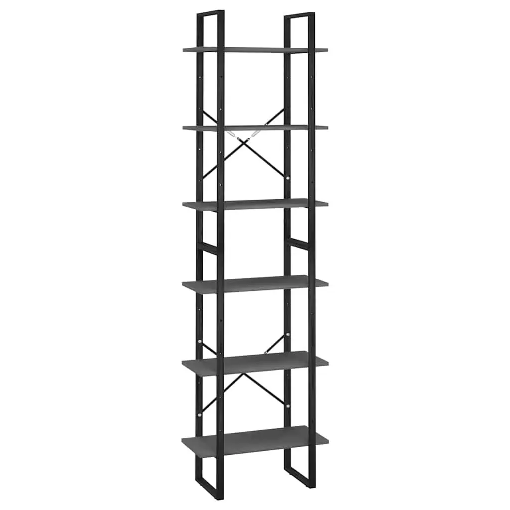 Storage Shelf Grey Standing Bookcase 60 x 30 x 210 cm