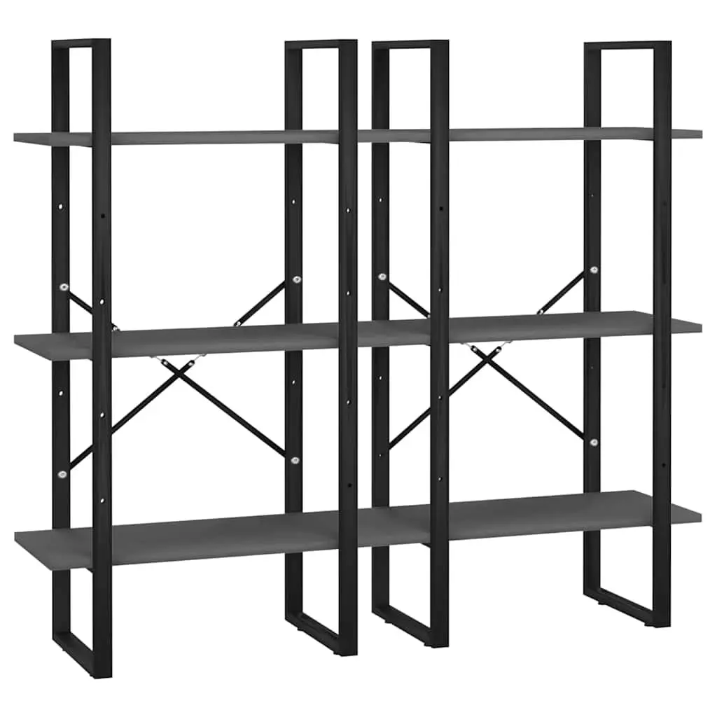 Storage Shelf Grey Standing Bookcase 60 x 30 x 210 cm
