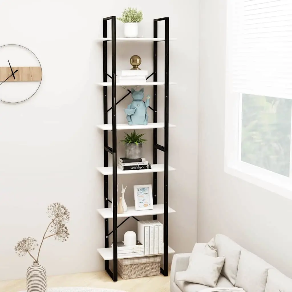 Storage Shelf White 60x30x210 cm Sturdy Metal Construction Home Office Display Rack