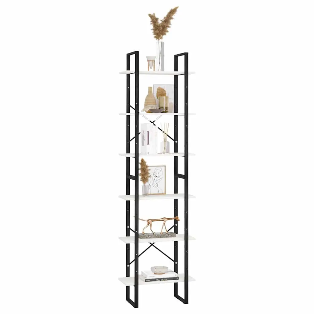 Storage Shelf White 60x30x210 cm Sturdy Metal Construction Home Office Display Rack
