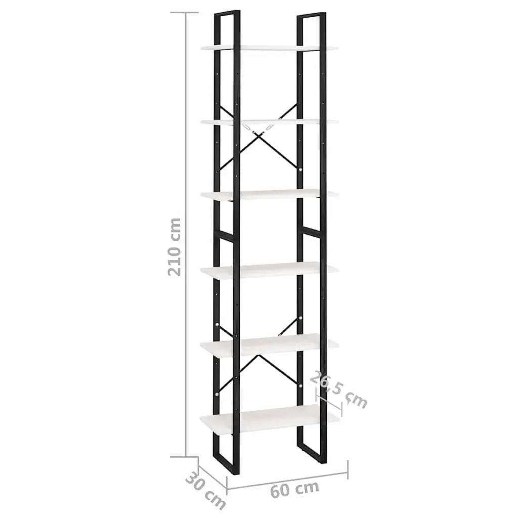 Storage Shelf White 60x30x210 cm Sturdy Metal Construction Home Office Display Rack