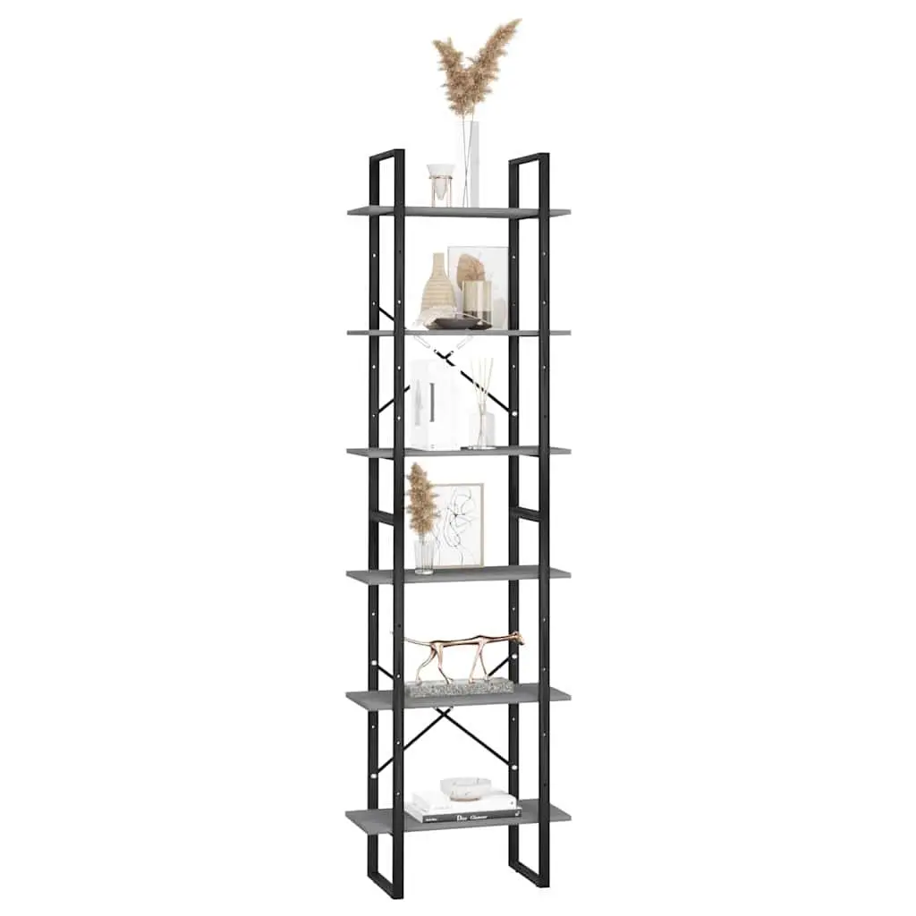 Storage Shelf Grey 60x30x210cm Standing Bookcase Display Rack Solid Wood Pine