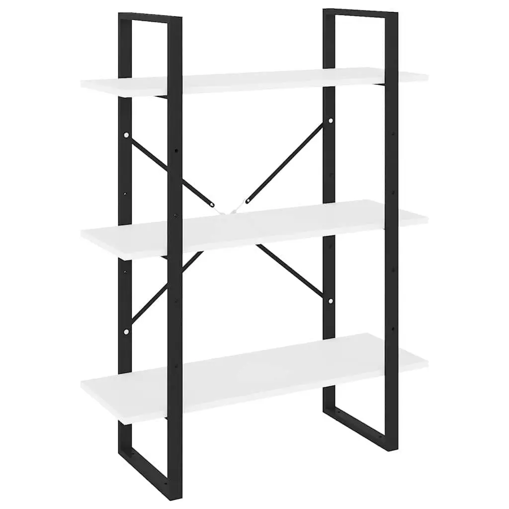 White Book Cabinet Shelving Unit with 3 Shelves for Home Office Living