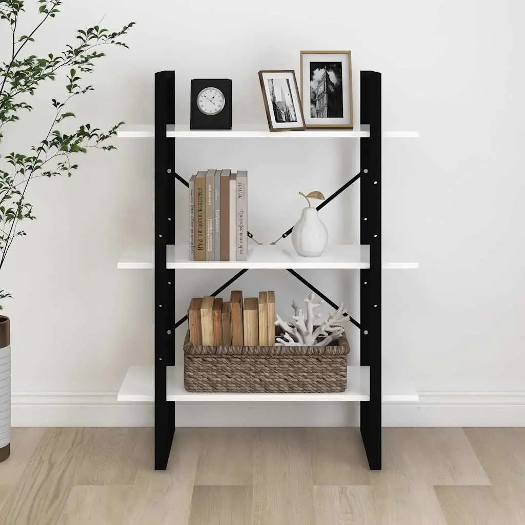 White Book Cabinet Shelving Unit with 3 Shelves for Home Office Living