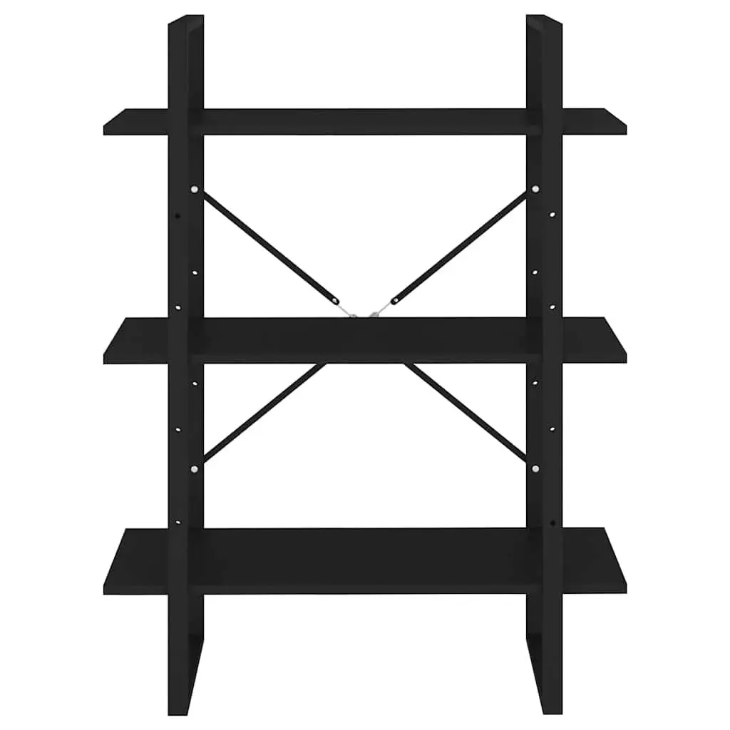 Book Cabinet Black Metal Frame 3 Shelf Storage Unit