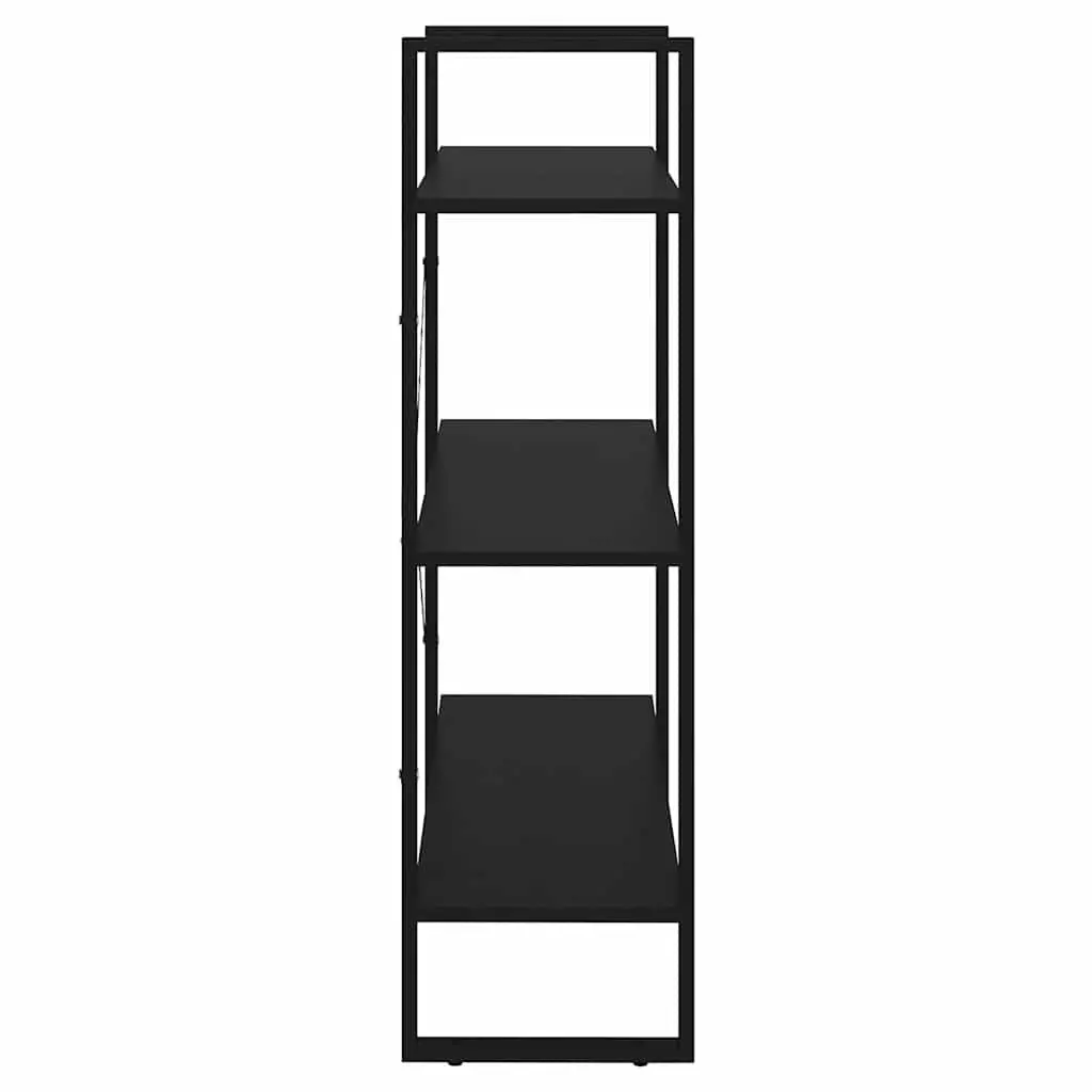 Book Cabinet Black Metal Frame 3 Shelf Storage Unit