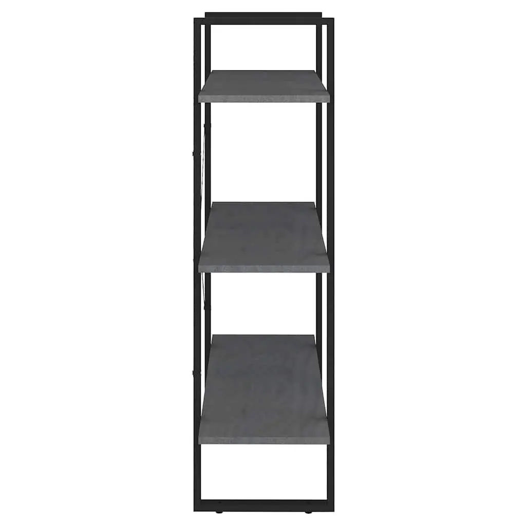 Wooden Book Cabinet Grey 3-Tier Storage Shelving Unit