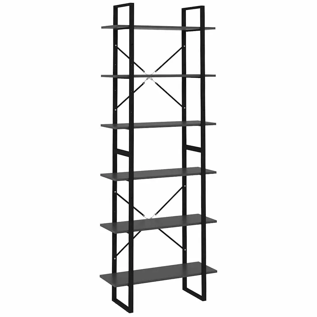 High Cabinet Grey Engineered Wood 80x30x210cm Bookcase Shelving Storage