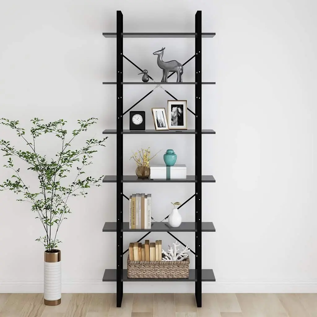 High Cabinet Grey Engineered Wood 80x30x210cm Bookcase Shelving Storage
