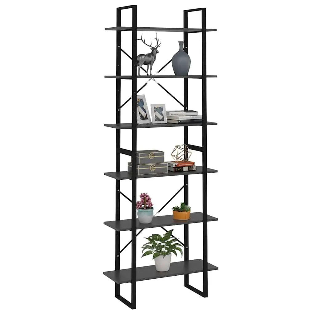 High Cabinet Grey Engineered Wood 80x30x210cm Bookcase Shelving Storage