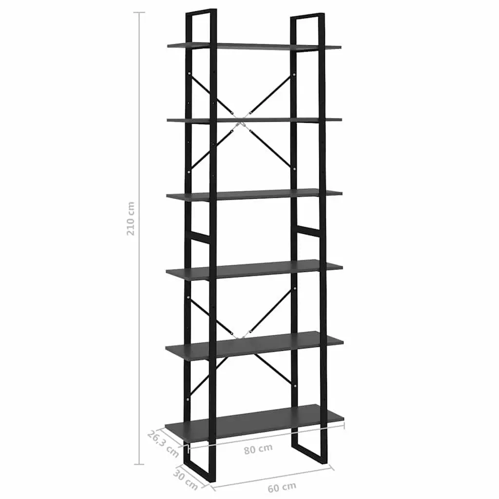 High Cabinet Grey Engineered Wood 80x30x210cm Bookcase Shelving Storage