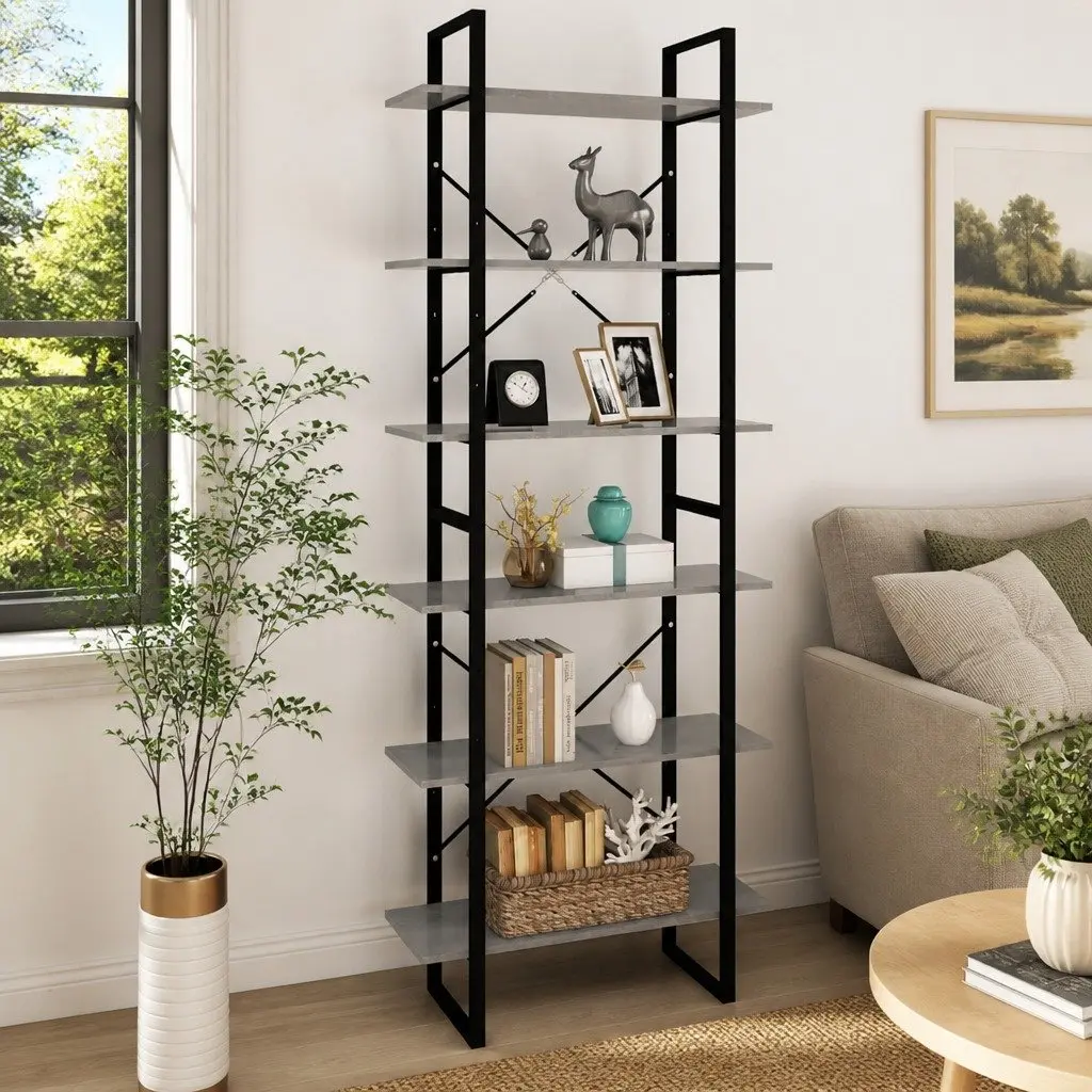 High Cabinet Grey Storage Bookcase Shelving Unit 80W x 30D x 210H cm