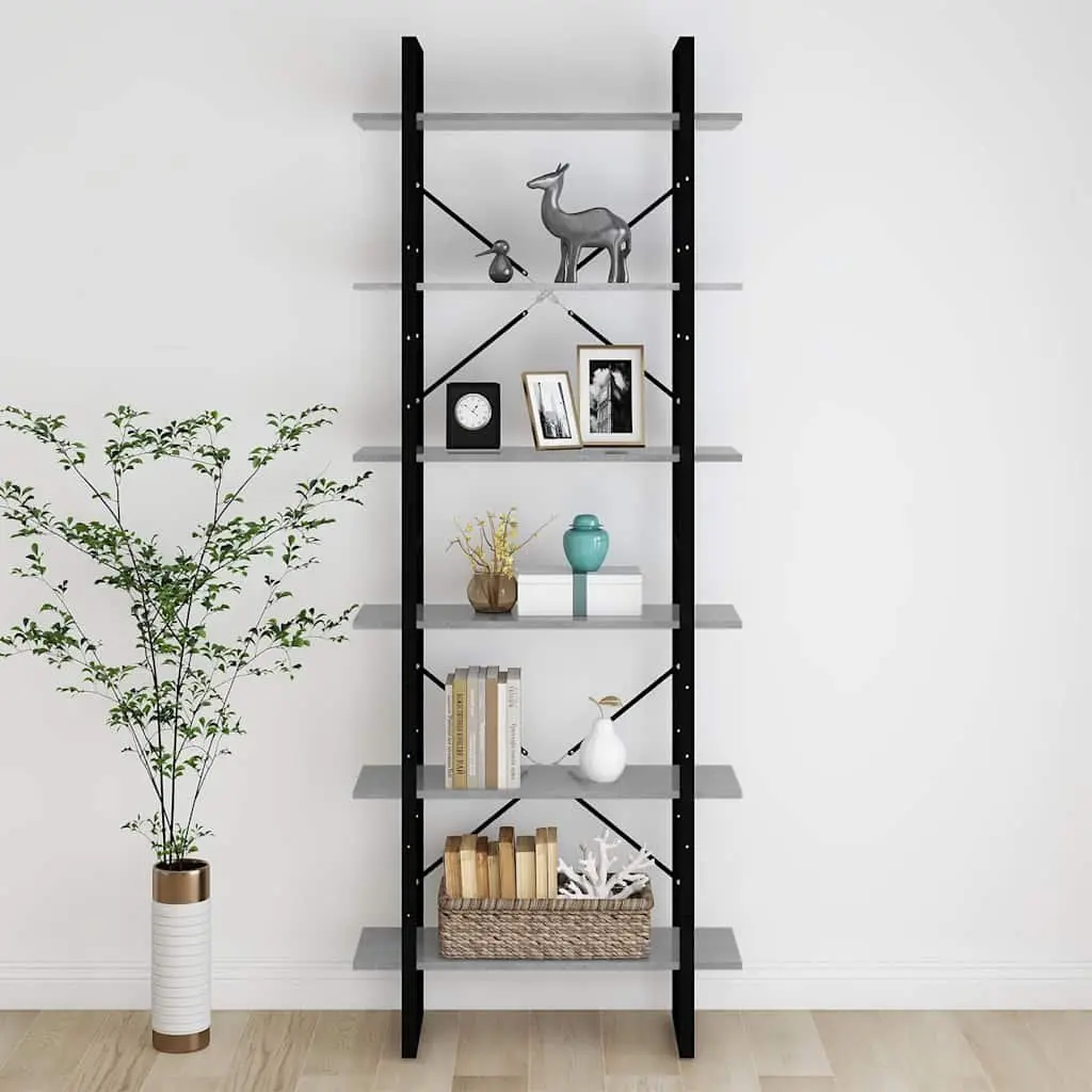 High Cabinet Grey Storage Bookcase Shelving Unit 80W x 30D x 210H cm