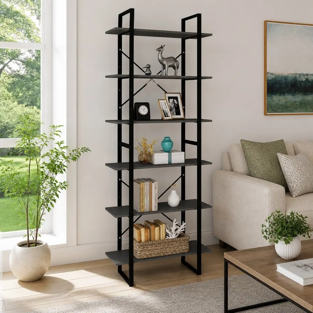 High Cabinet Shelving Unit Grey Solid Pine Wood 80x30x210 cm