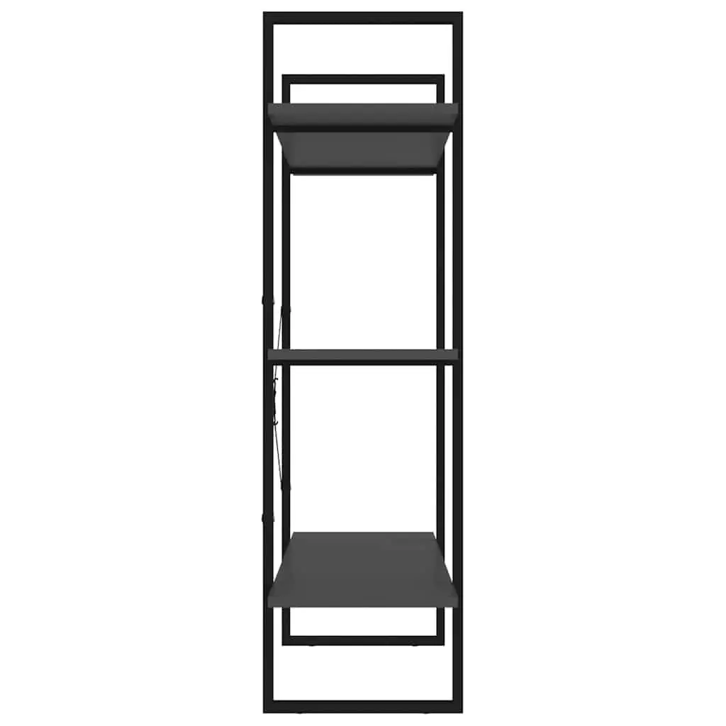 Book Cabinet Grey Metal Frame 3 Shelf Storage Unit Modern Industrial