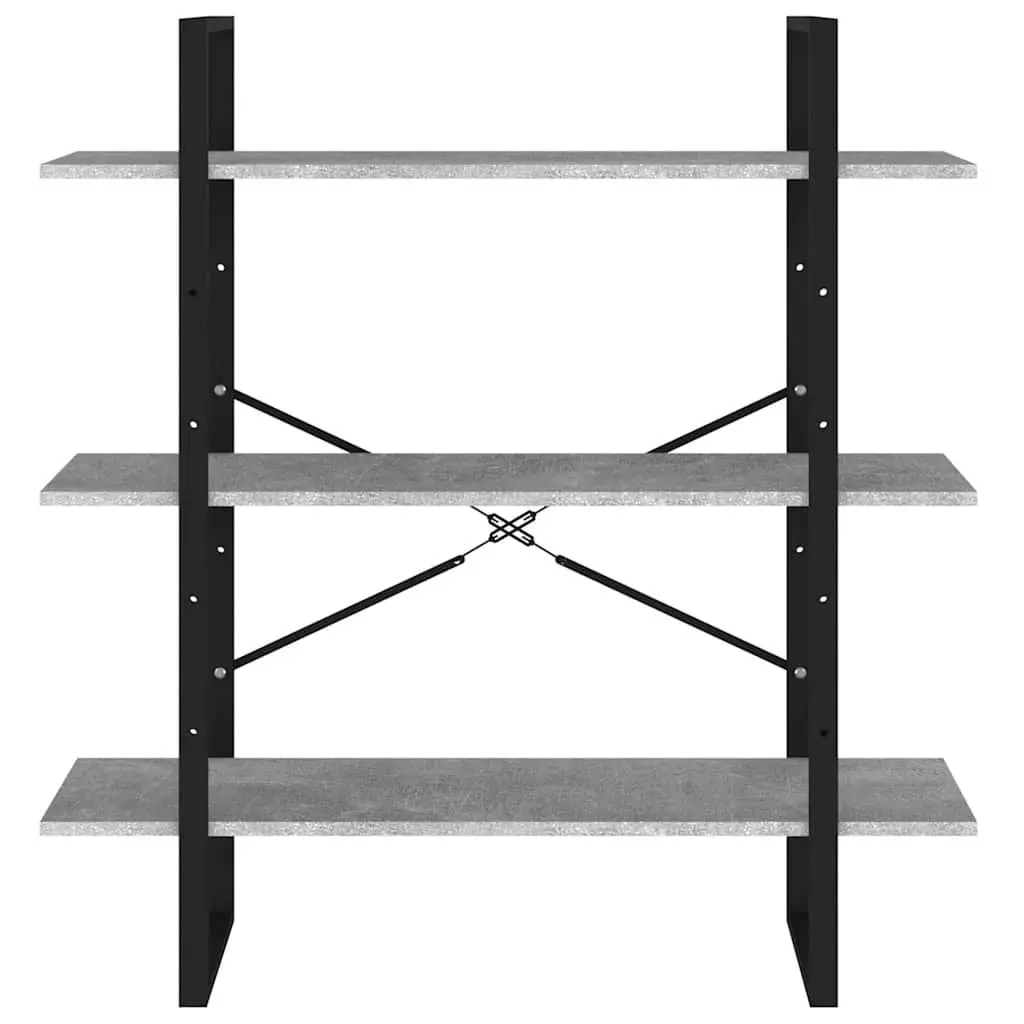 Book Cabinet Storage Shelving Unit Grey Engineered Wood Modern Industrial Design