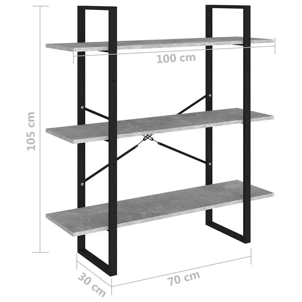 Book Cabinet Storage Shelving Unit Grey Engineered Wood Modern Industrial Design