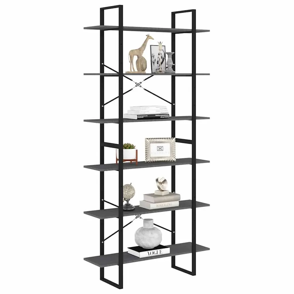 Grey Solid Pine Wood High Storage Cabinet