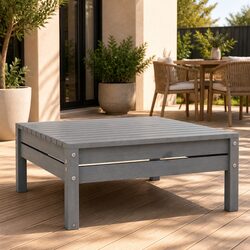 Garden Footstool Outdoor Patio Footrest Relaxation Seating Wooden Ottoman