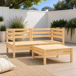 Friendly 3 Piece Wooden Lounge Set for Your Garden