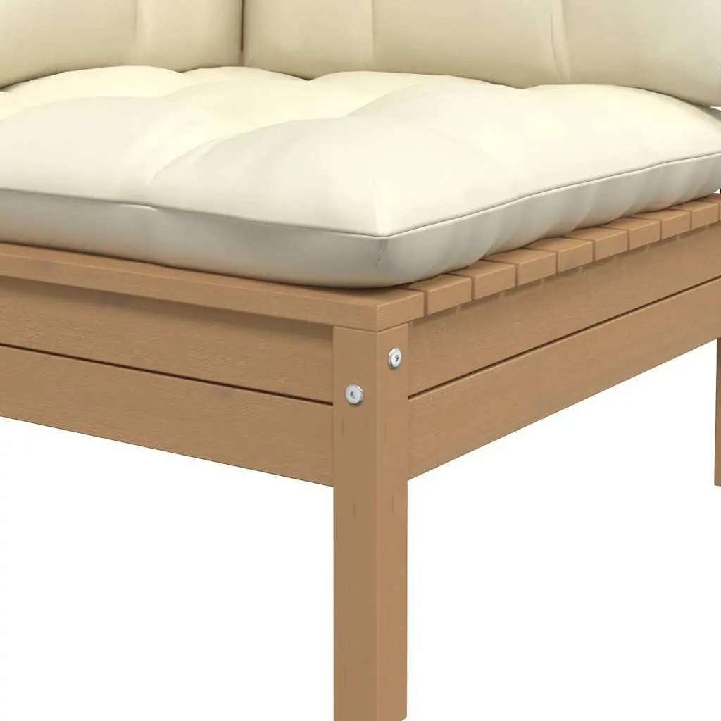 Garden Corner Sofa with Cushions Brown Solid Pinewood Modular Outdoor Sectional