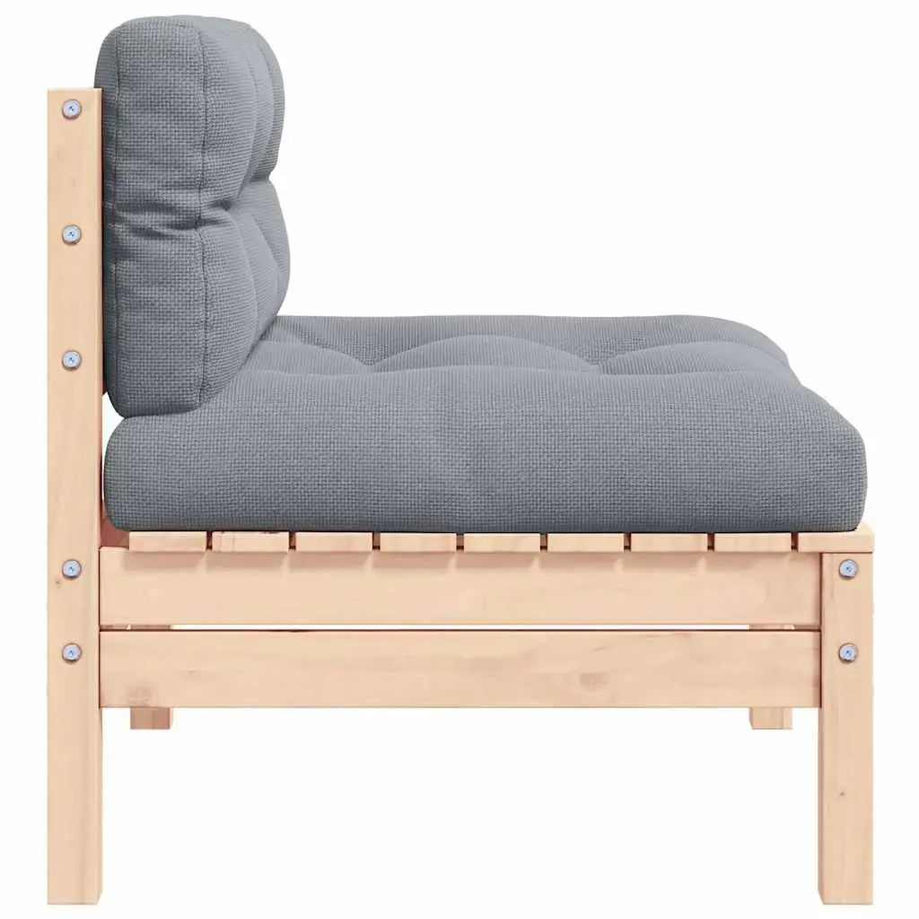 Outdoor Sectional Sofa 2-Seater Garden Lounge Modular Pinewood Grey Cushions