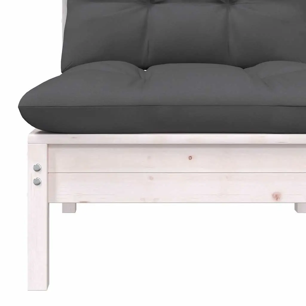 2-Seater Garden Sofa Outdoor Patio Lounge Seating with Cushions White Modular