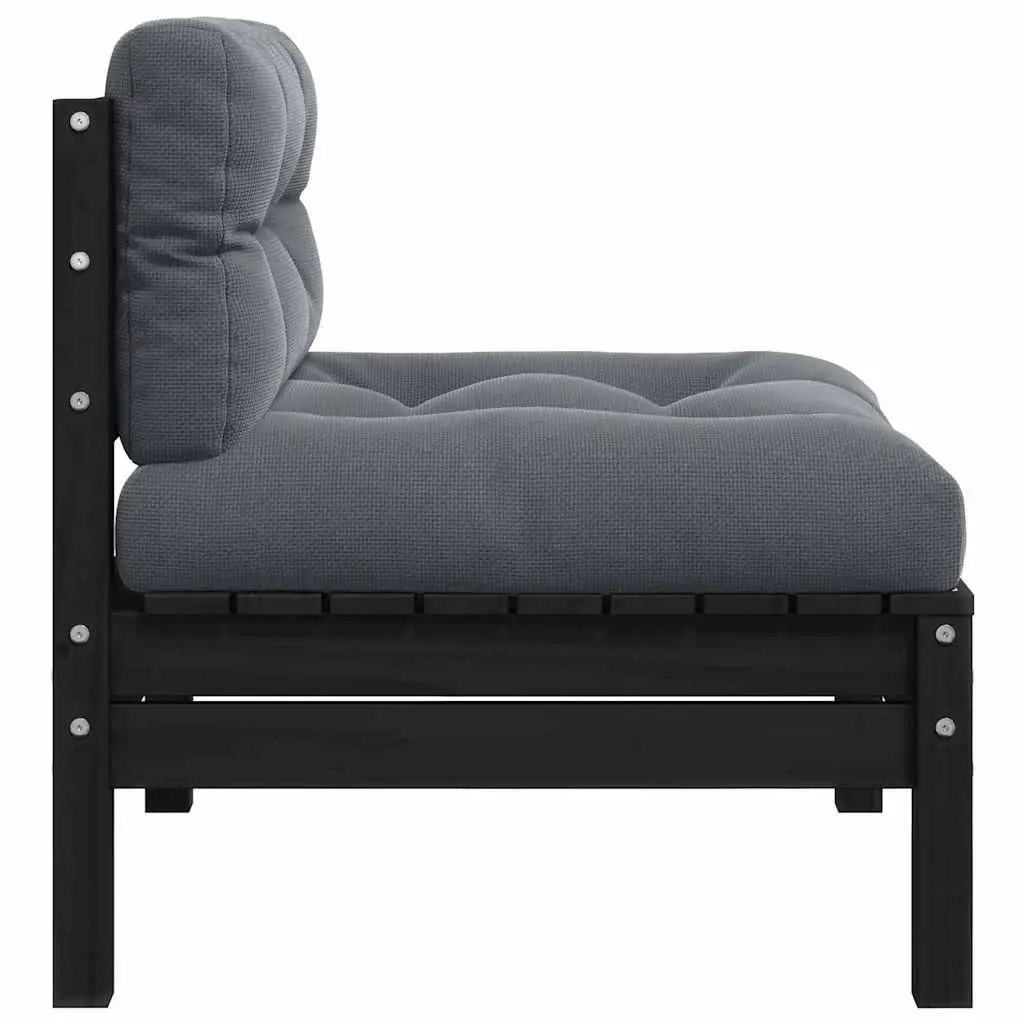 2-Seater Garden Sofa with Cushions Black Outdoor Patio Furniture Modular