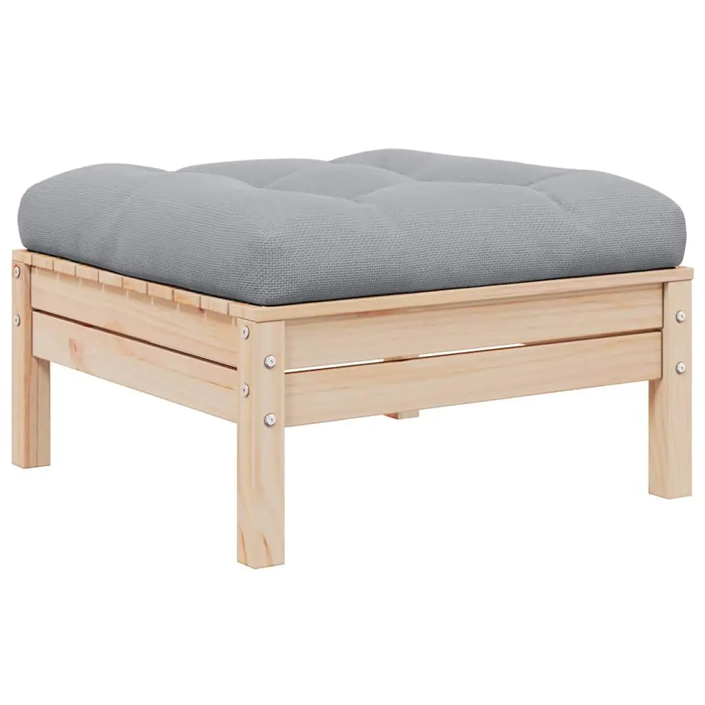 Modular Outdoor Lounge Sofa 2-Seater Solid Pinewood with Grey Cushions