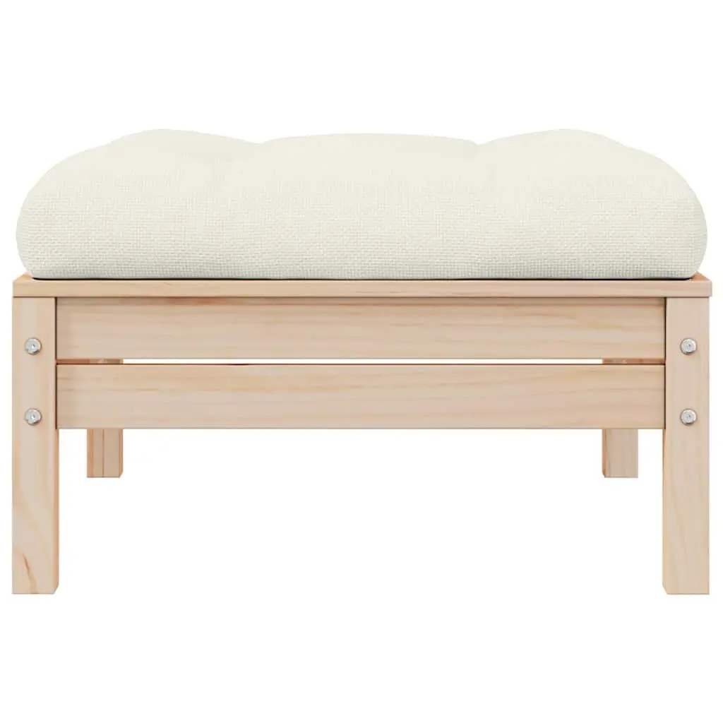 2-Seater Outdoor Garden Sofa Modular Patio Sectional Cream Cushions Pinewood