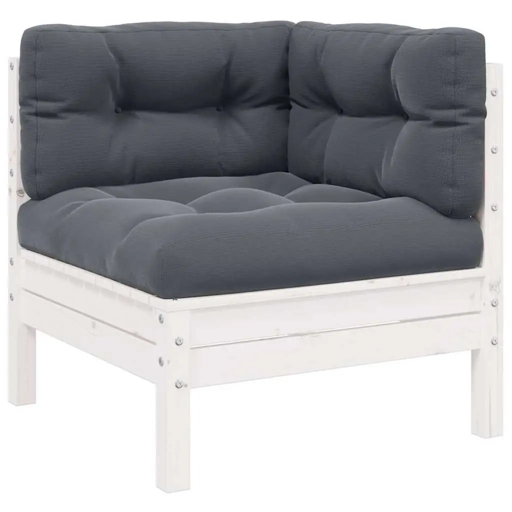 3 Piece Outdoor Garden Lounge Set Sectional Sofa with Cushions White Pinewood