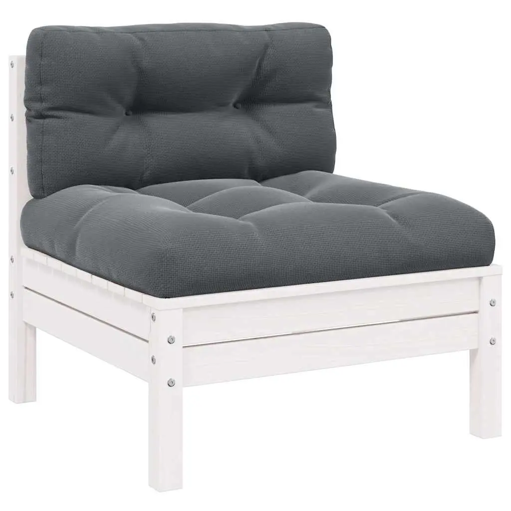 3 Piece Outdoor Garden Lounge Set Sectional Sofa with Cushions White Pinewood