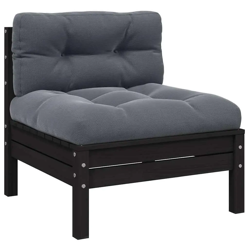 3 Piece Garden Lounge Set with Cushions Outdoor Patio Sofa Modular Seating Black