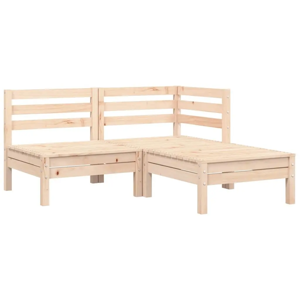 3 Piece Outdoor Garden Lounge Set Solid Pinewood Grey Cushions