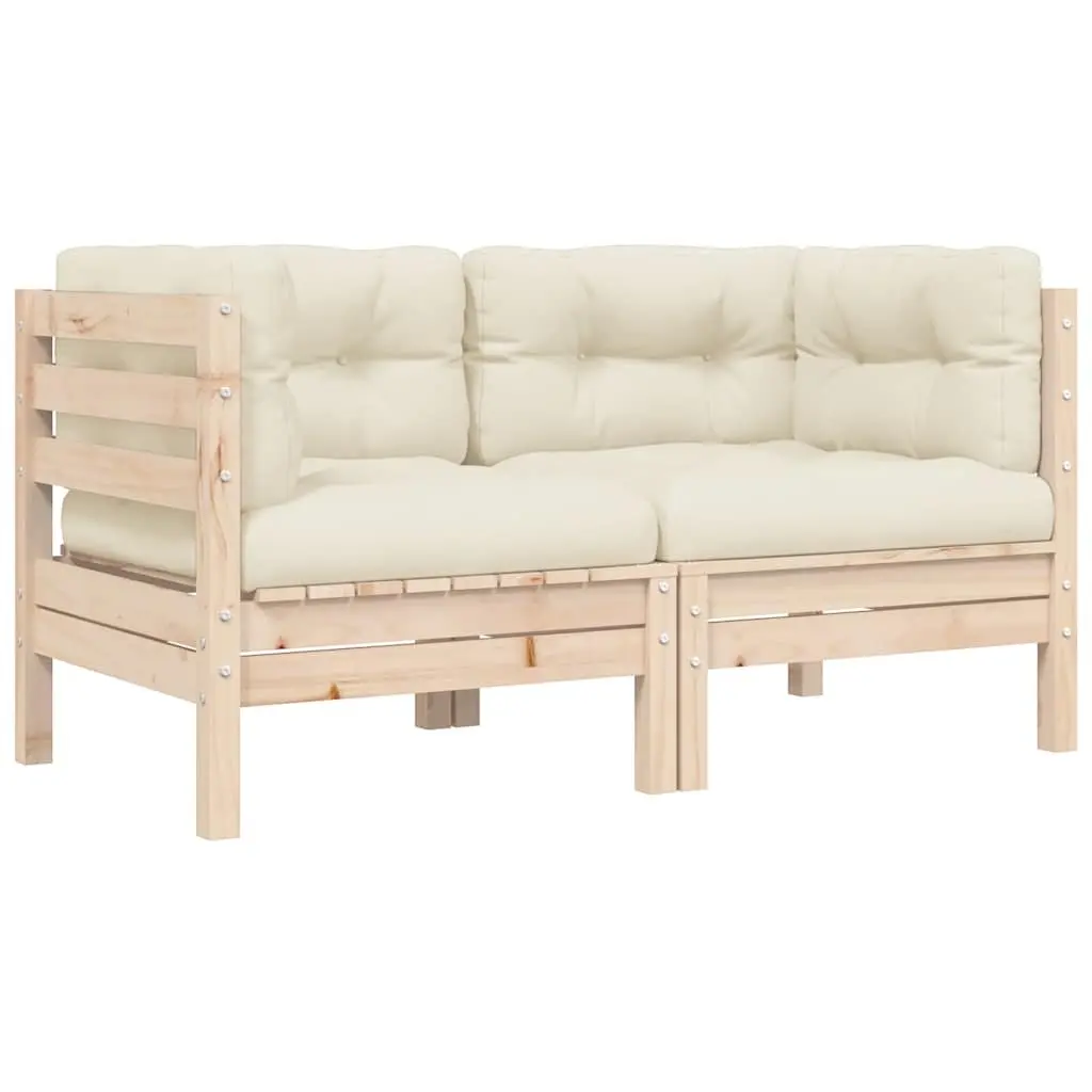 Garden Lounge Set 3 Piece Outdoor Sectional Sofa with Cream Cushions Modular