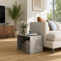 End Table Grey Storage Furniture Modern Accent Side Coffee Table Organize