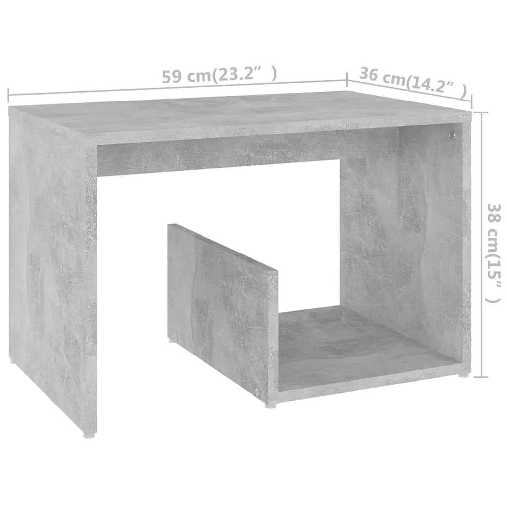 End Table Grey Modern Accent Side Table with Storage 59W x 36D x 38H cm