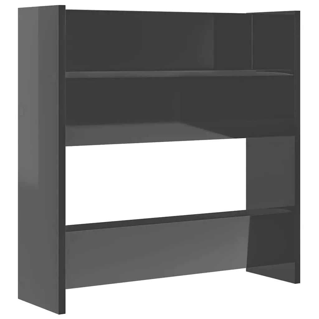 Wall Mounted Shoe Cabinet Grey High Gloss 4 Pieces