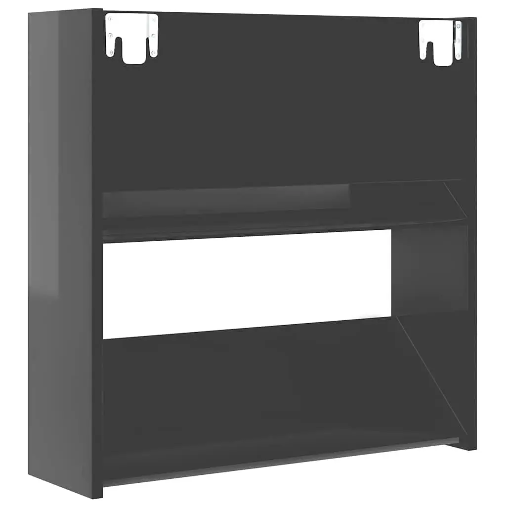 Wall Mounted Shoe Cabinet Grey High Gloss 4 Pieces