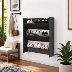 Your Grey Wall-Mounted Shoe Cabinet with Tipping Shelves