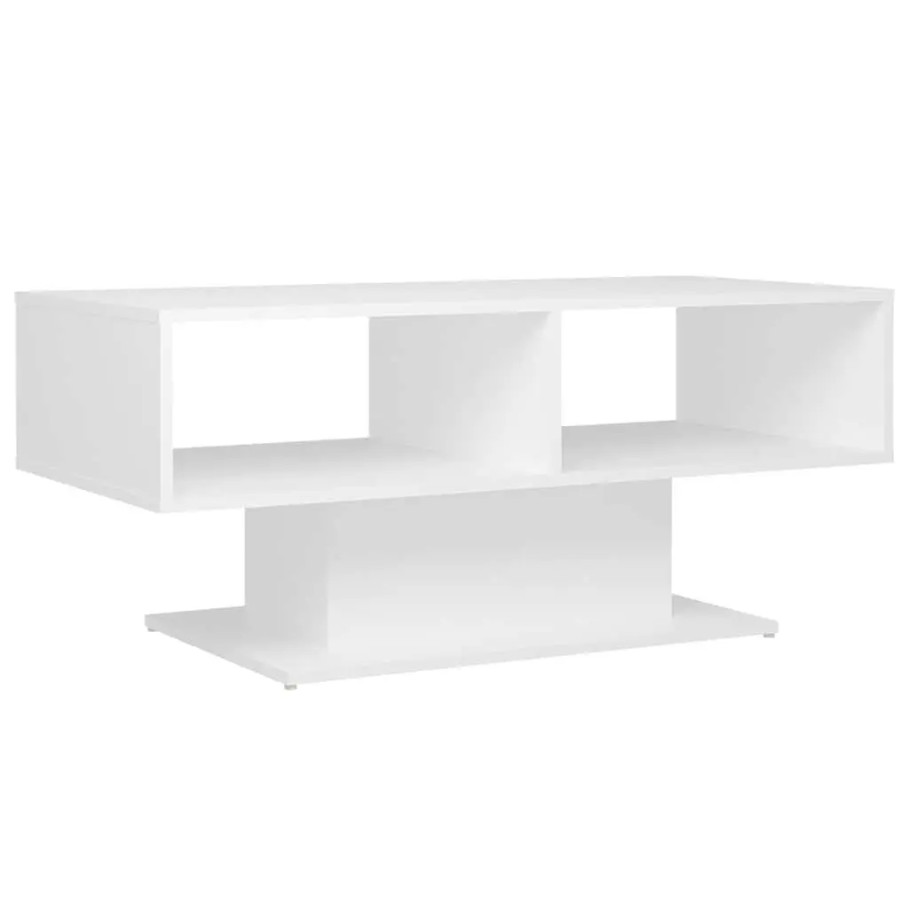 Coffee Table White Modern Storage Shelf Living Room End Table Accent Furniture