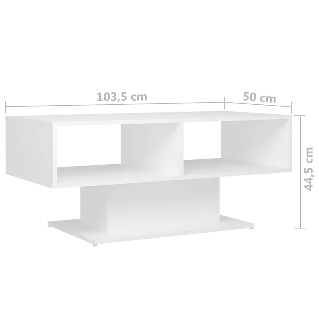 Coffee Table White Modern Storage Shelf Living Room End Table Accent Furniture