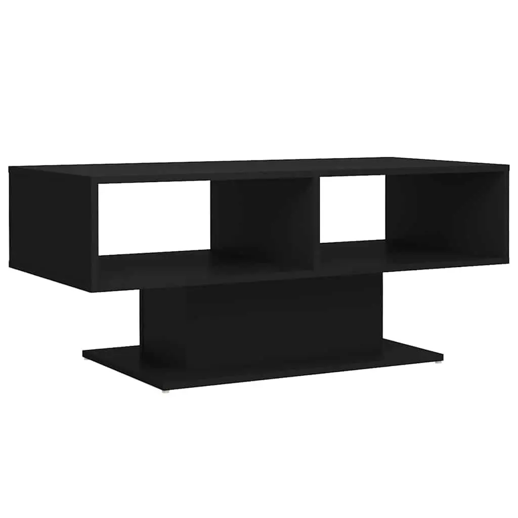 Coffee Table Black Modern Storage Shelf 103.5 x 50 x 44.5 cm
