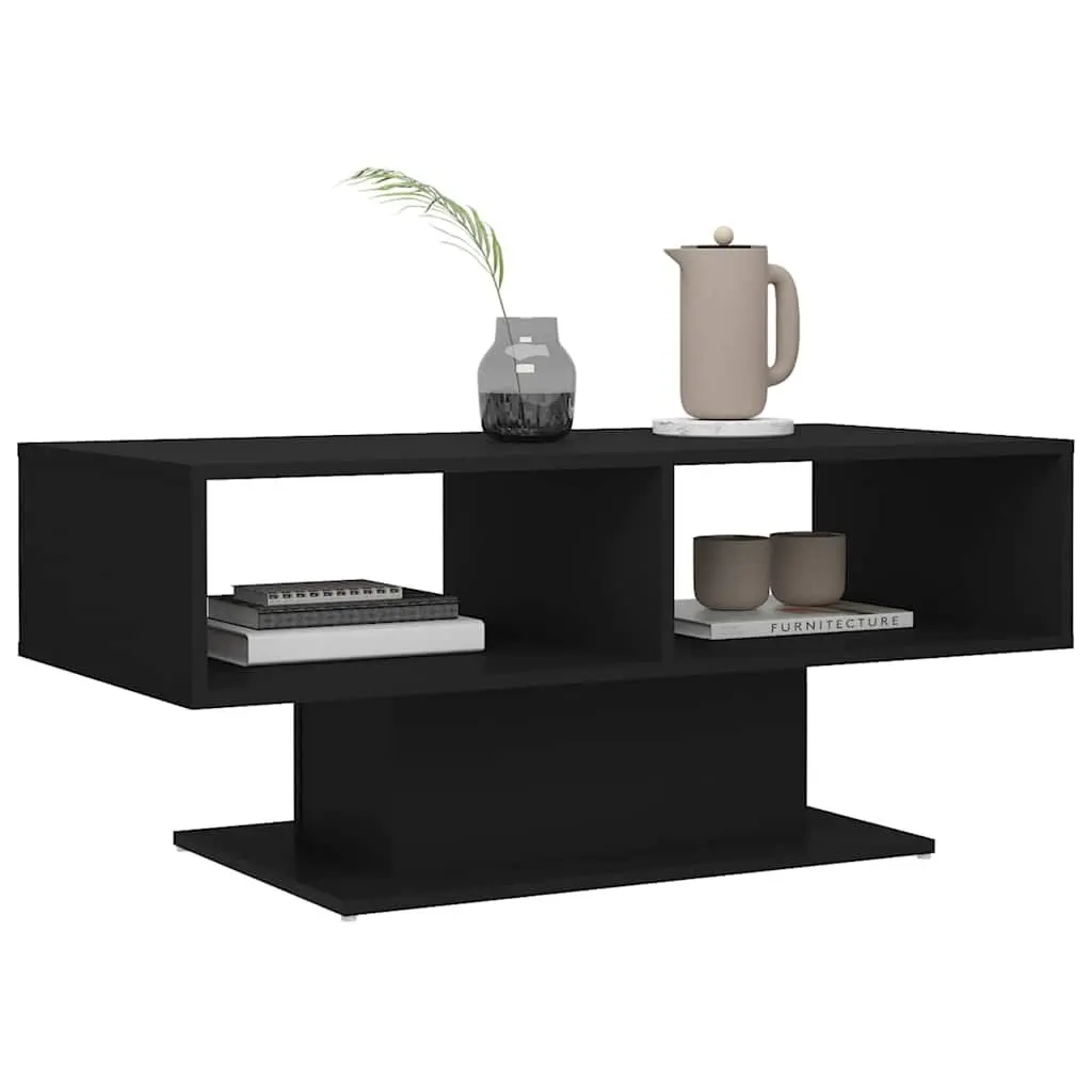 Coffee Table Black Modern Storage Shelf 103.5 x 50 x 44.5 cm
