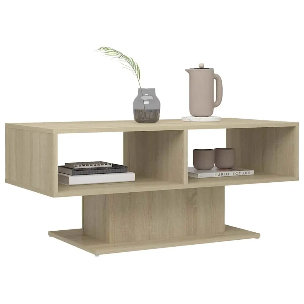 Coffee Table Brown Storage Shelf Living Room Accent Side Table Modern Design